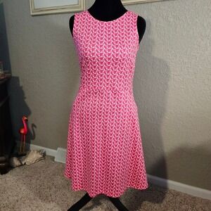 New York Company Pink White Geometric Triangle Print Fit Flare Dress‎ XS